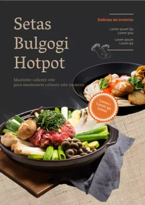 Promocione los nuevos platos del menú de invierno con fotos de alimentos en negro y beige