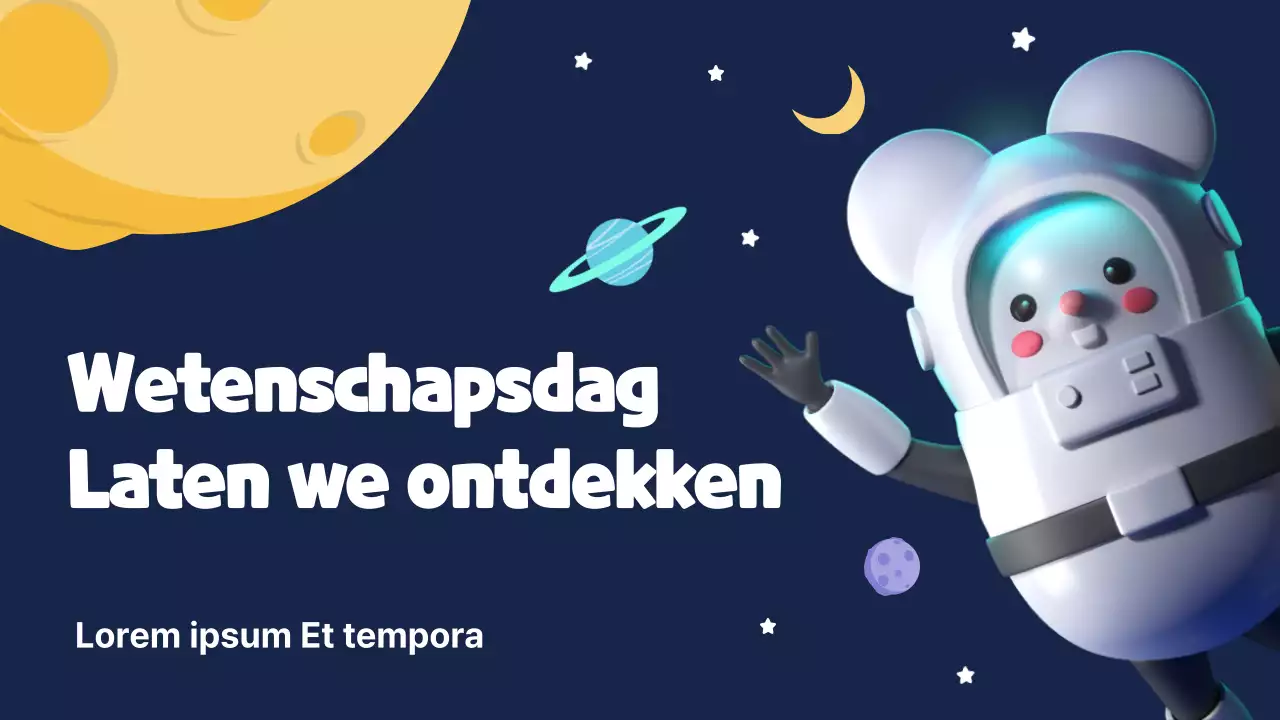 Schattige wetenschapsdag met een kosmische nachtelijke hemelachtergrond