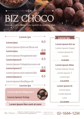 Menú de Choco café con una imagen de chocolate rosa