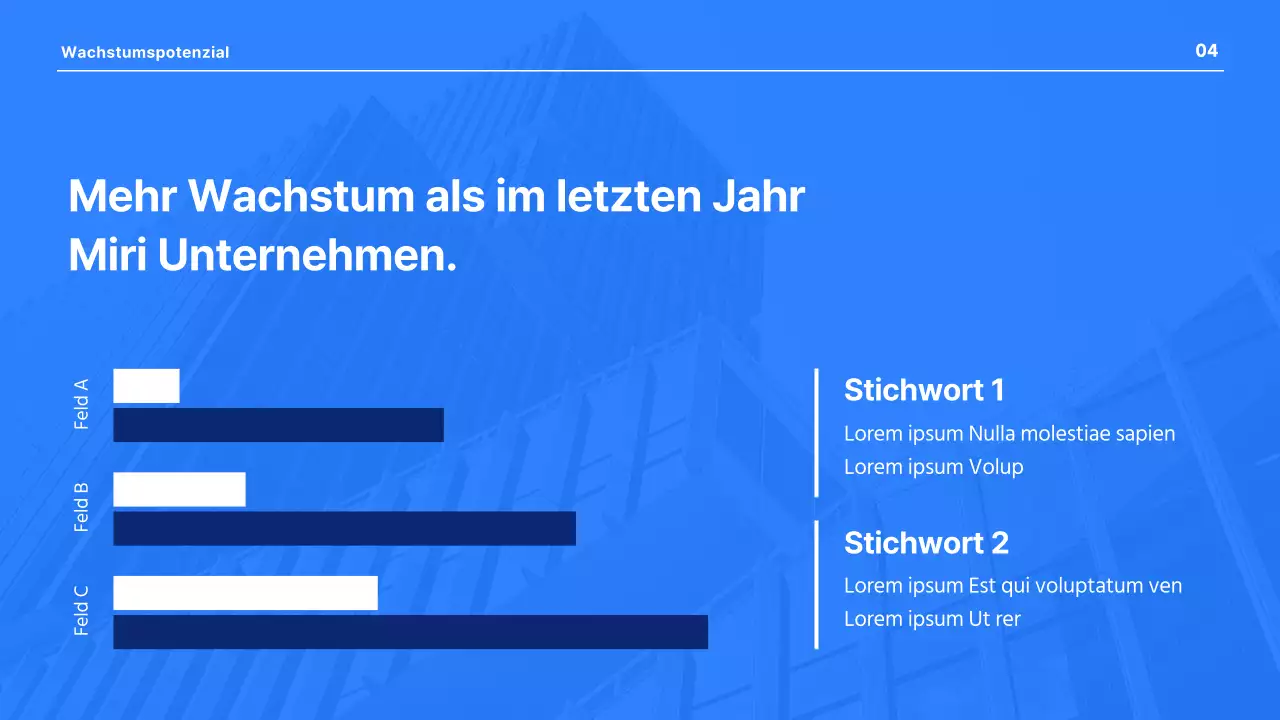 Eine moderne Geschäftspräsentation in Blau und Weiß