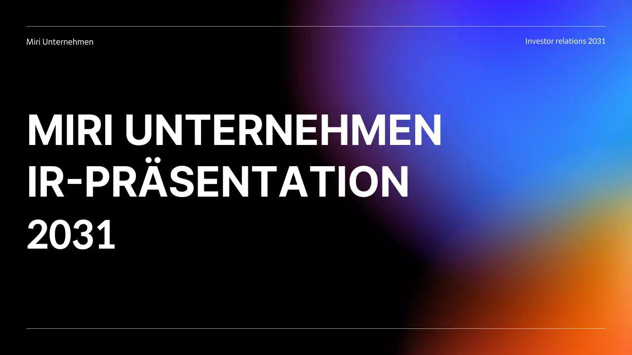 IR-Präsentation mit schwarzem, blauem und rotem Farbverlauf Geschäftskonzept