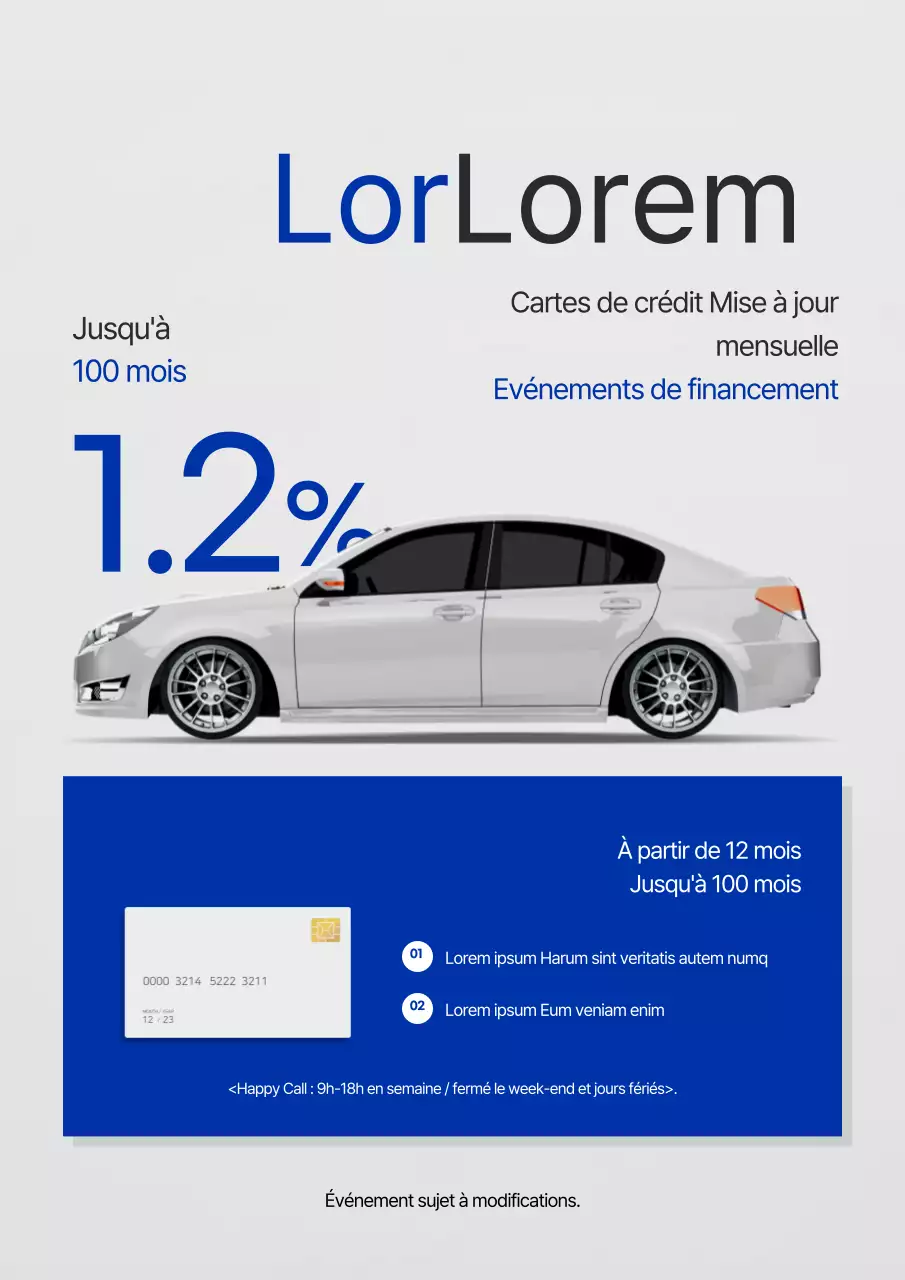 Promouvoir un simple événement sur les taux d'intérêt des sociétés de cartes roses et bleues