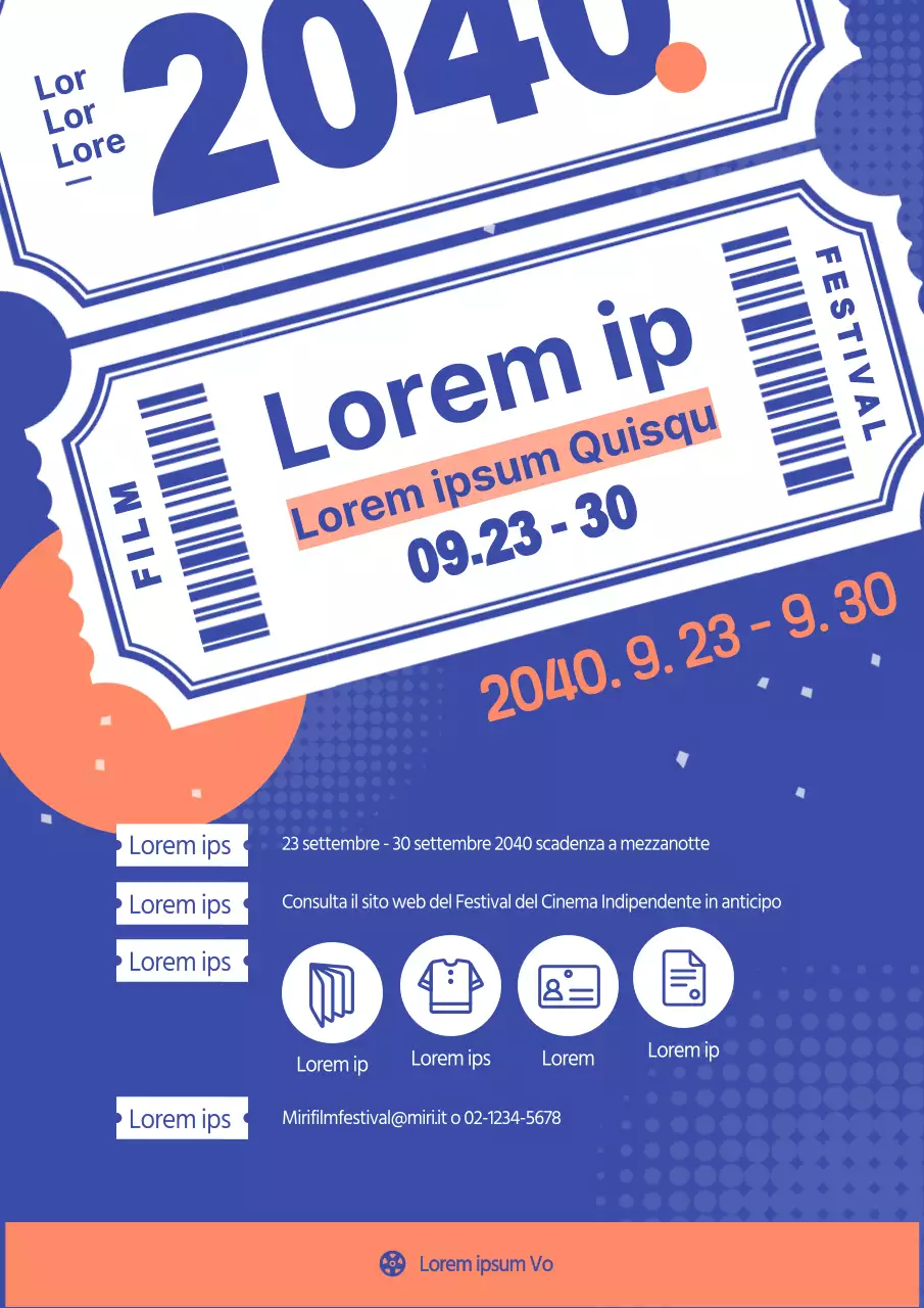 Poster del festival del cinema blu e arancione