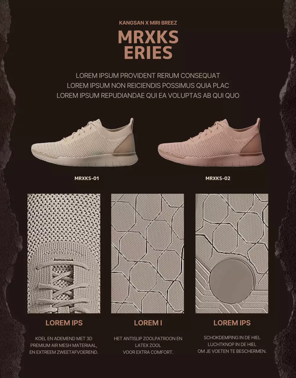 Een samenwerking tussen sepia en beige wandelschoenen