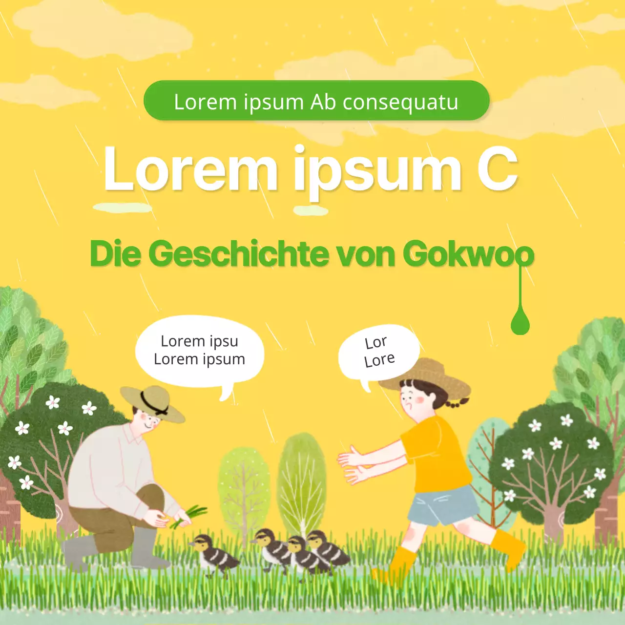 Ländliche Karte Nachrichten mit gelbem Hintergrund