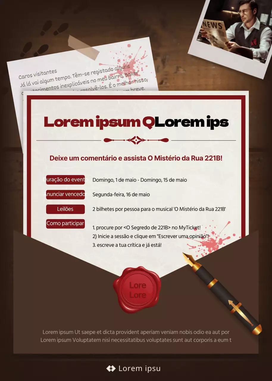 Evento de oferta de bilhetes para o Musical The Brown Letter Concept