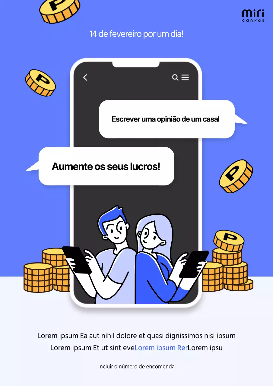 Ganhos em azul testemunho de um casal conceção de cartaz web de evento vertical