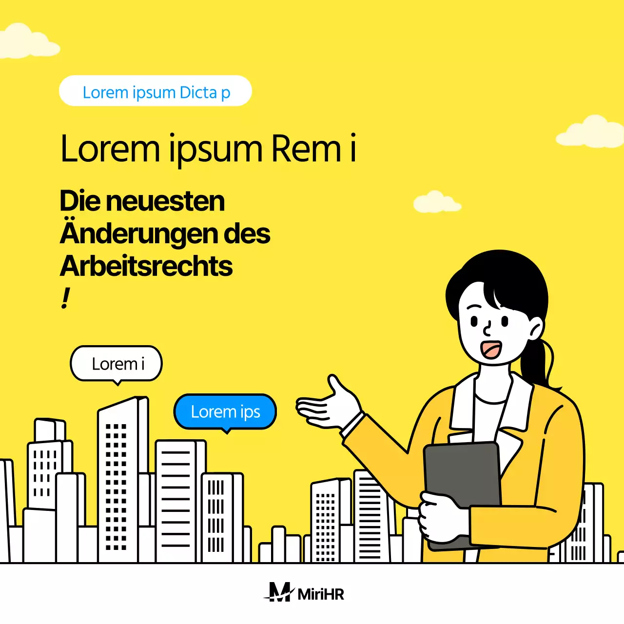 Gelbes Illustrationskonzept Arbeitsrechtsnovelle Gleichstellungsgesetz Leitfaden