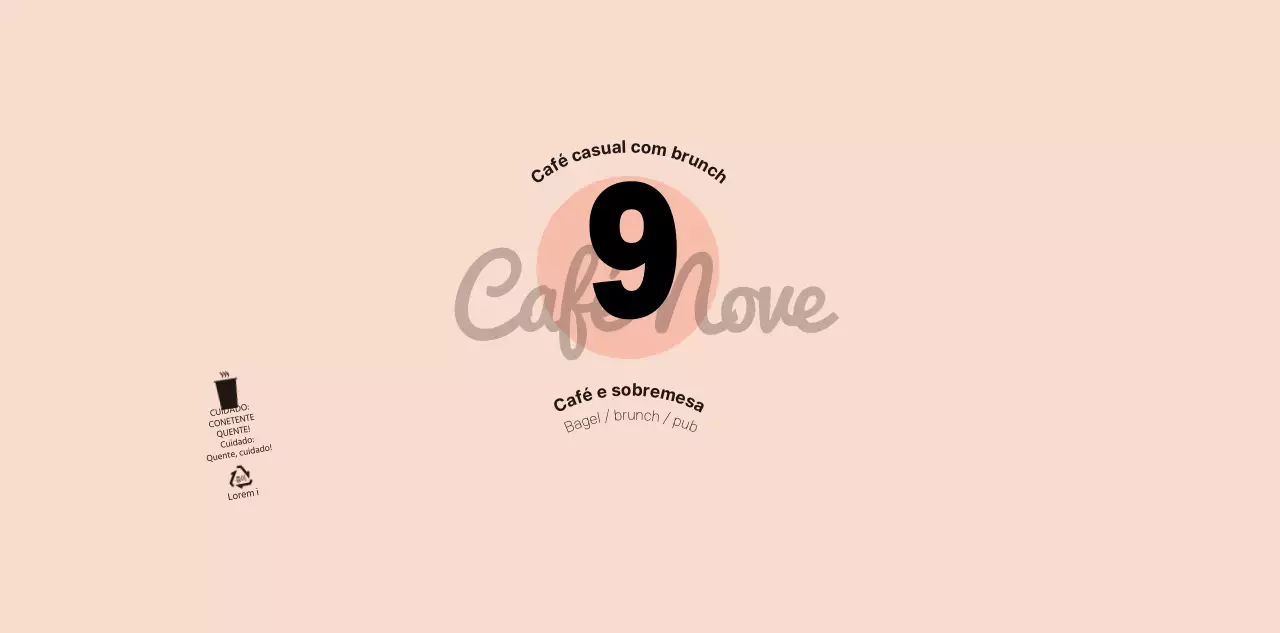 Para um café de conceito simples e único em cor-de-rosa e preto