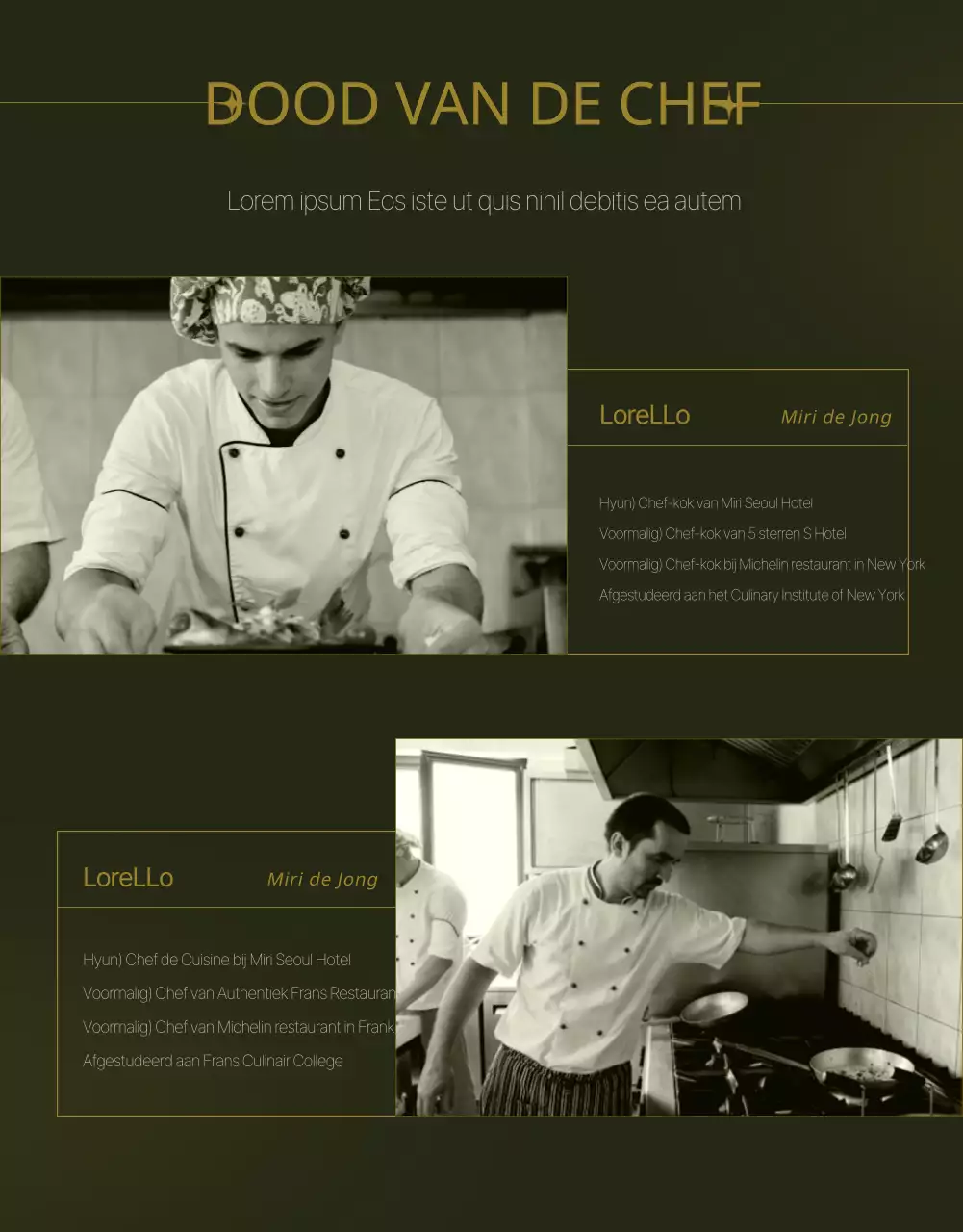 Promoot verfijnd dineren in hotels in donkergroen en goud