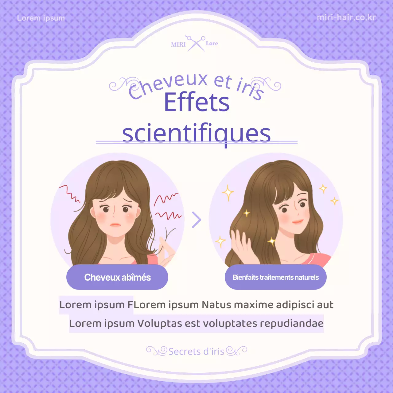 Présentation du concept d'illustration en violet des informations sur le dan-o et l'iris