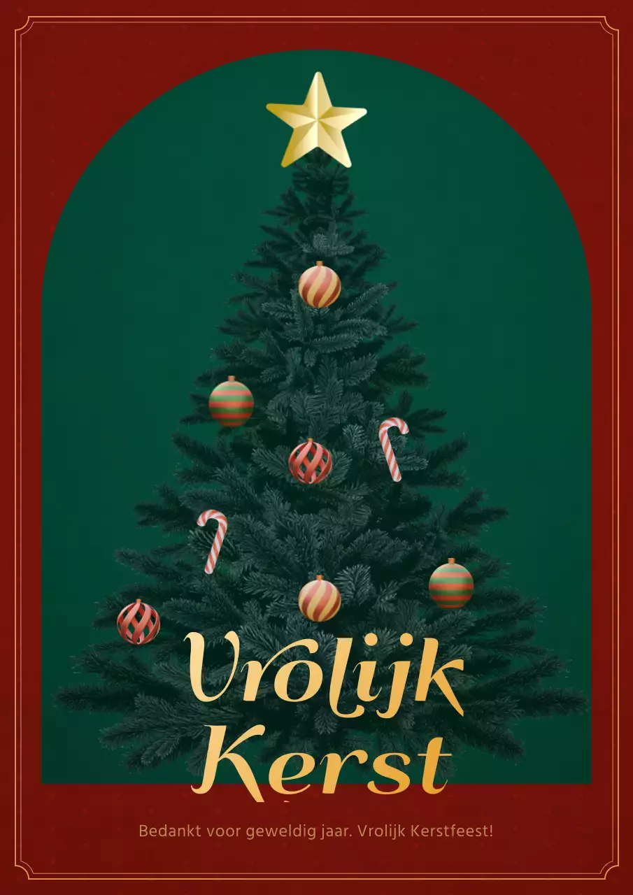 Kerstposter in groen en rood