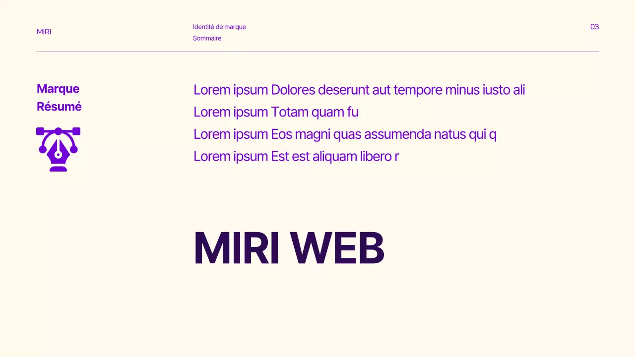 Lignes directrices de la marque avec des accents de texte propres en violet et en citron