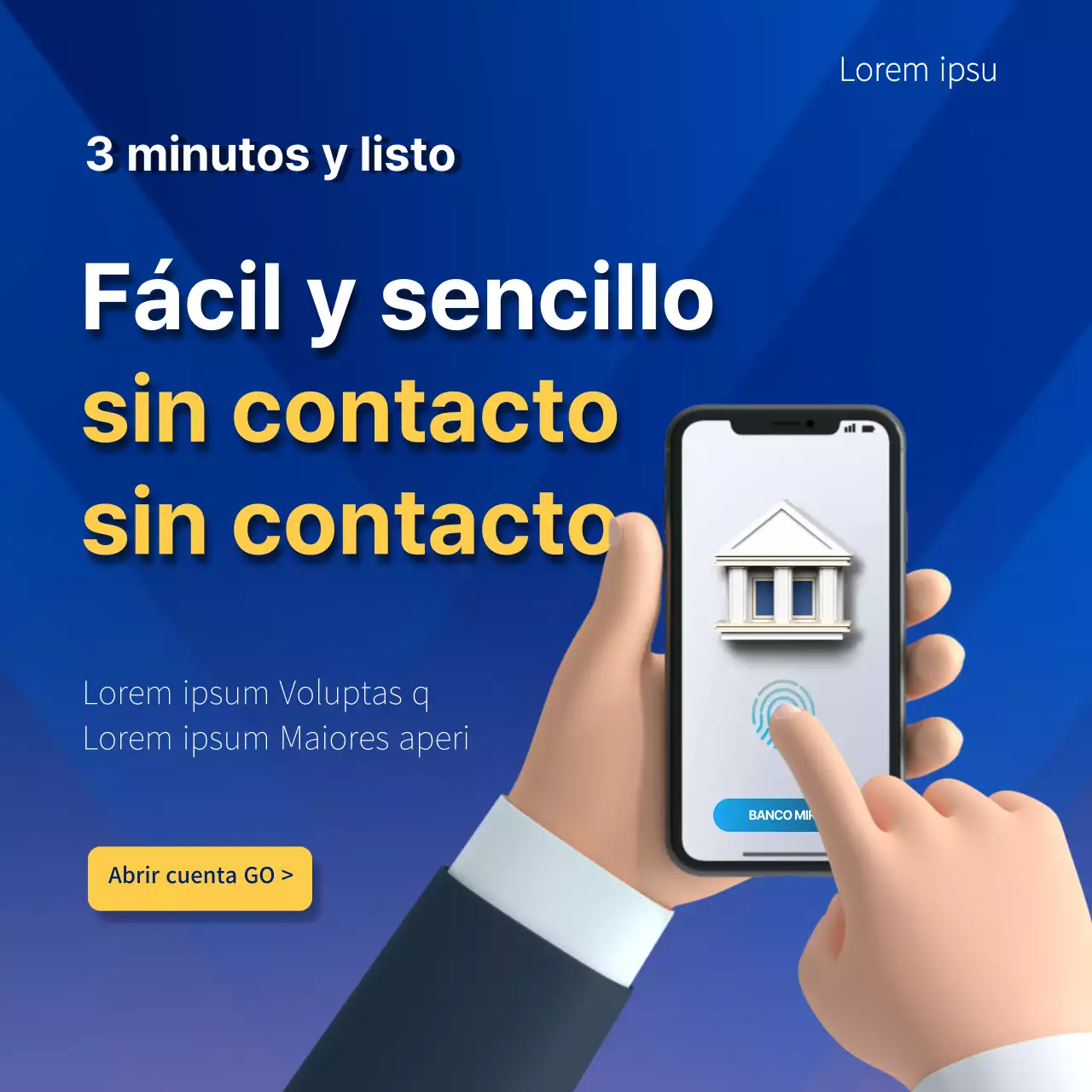 Apertura de cuenta sin contacto azul y amarilla