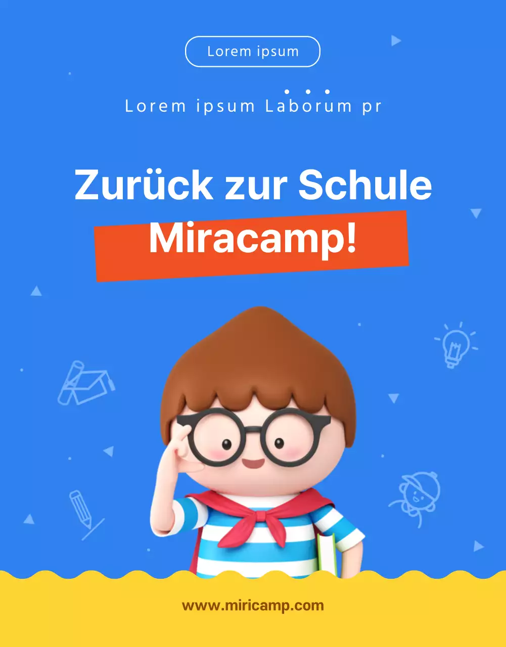 Blau gelb orange Grundschulbildung Thema