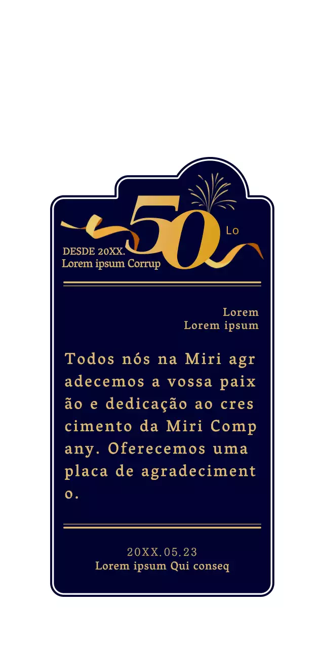 Uma celebração simples e limpa em azul-marinho e dourado