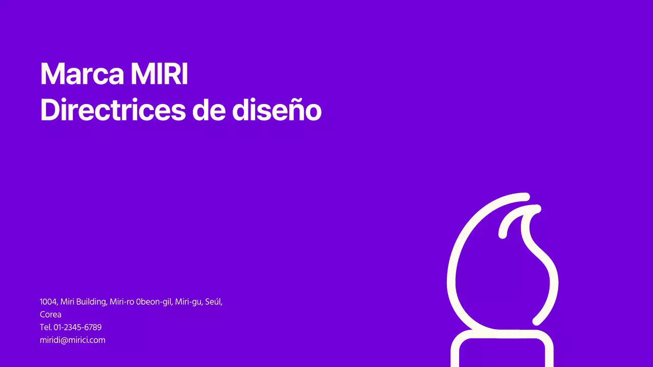 Directrices de la marca con acentos de texto limpio en morado y limón.