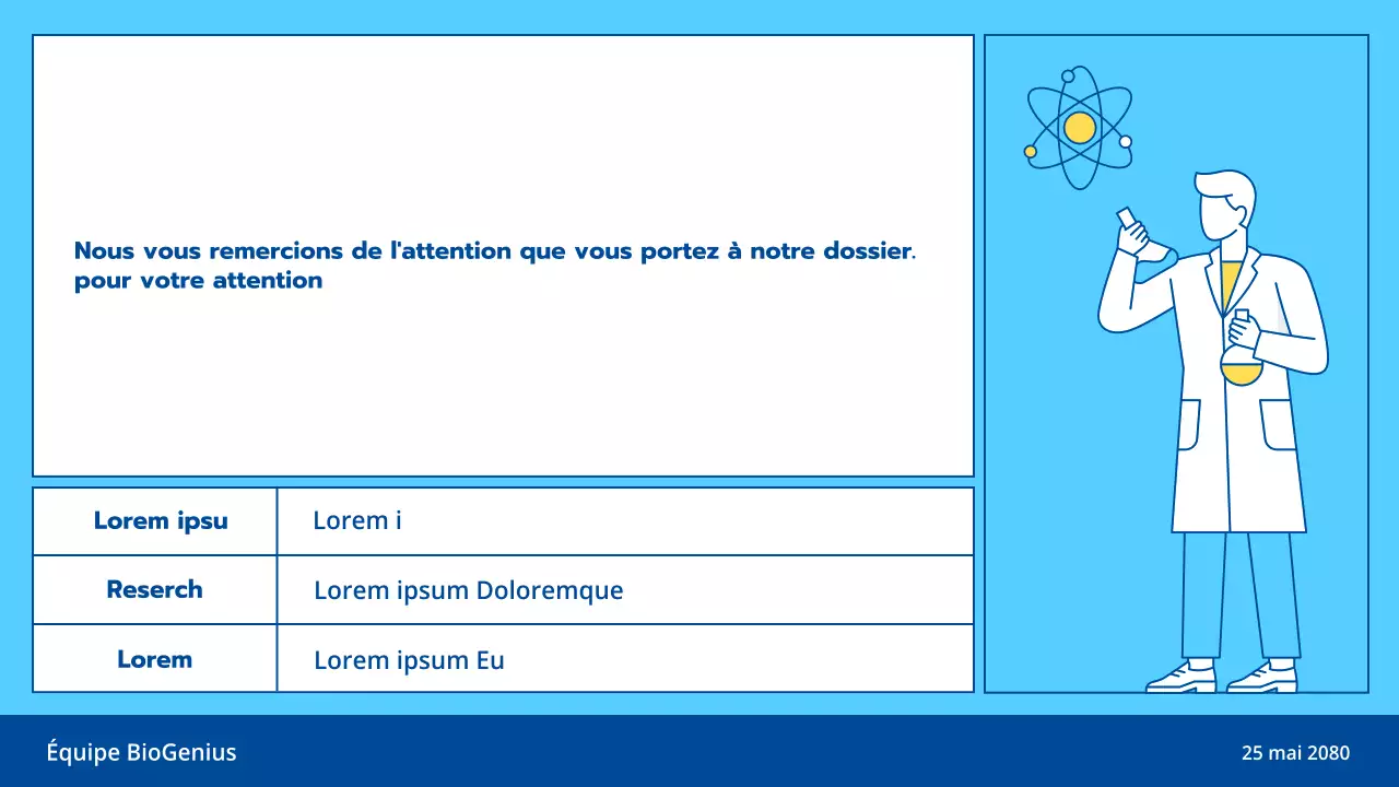 Illustration de lignes bleu clair et jaune thème de présentation propre pour les expériences scientifiques et les cours d'éducation