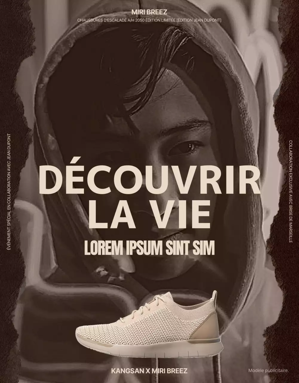 Collaboration avec des chaussures de randonnée sépia et beige