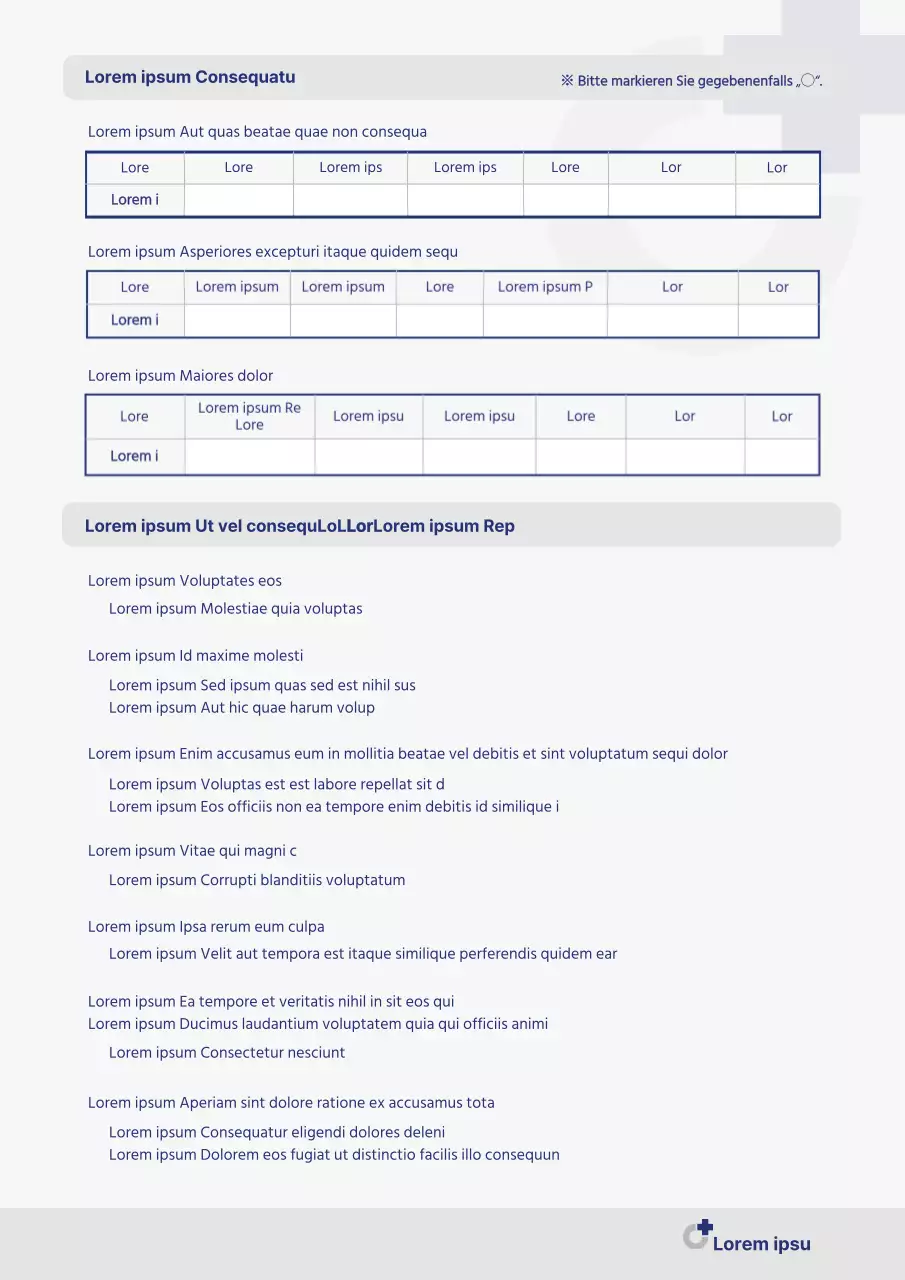 Grauer und marineblauer Fragebogen zur Krebsvorsorge