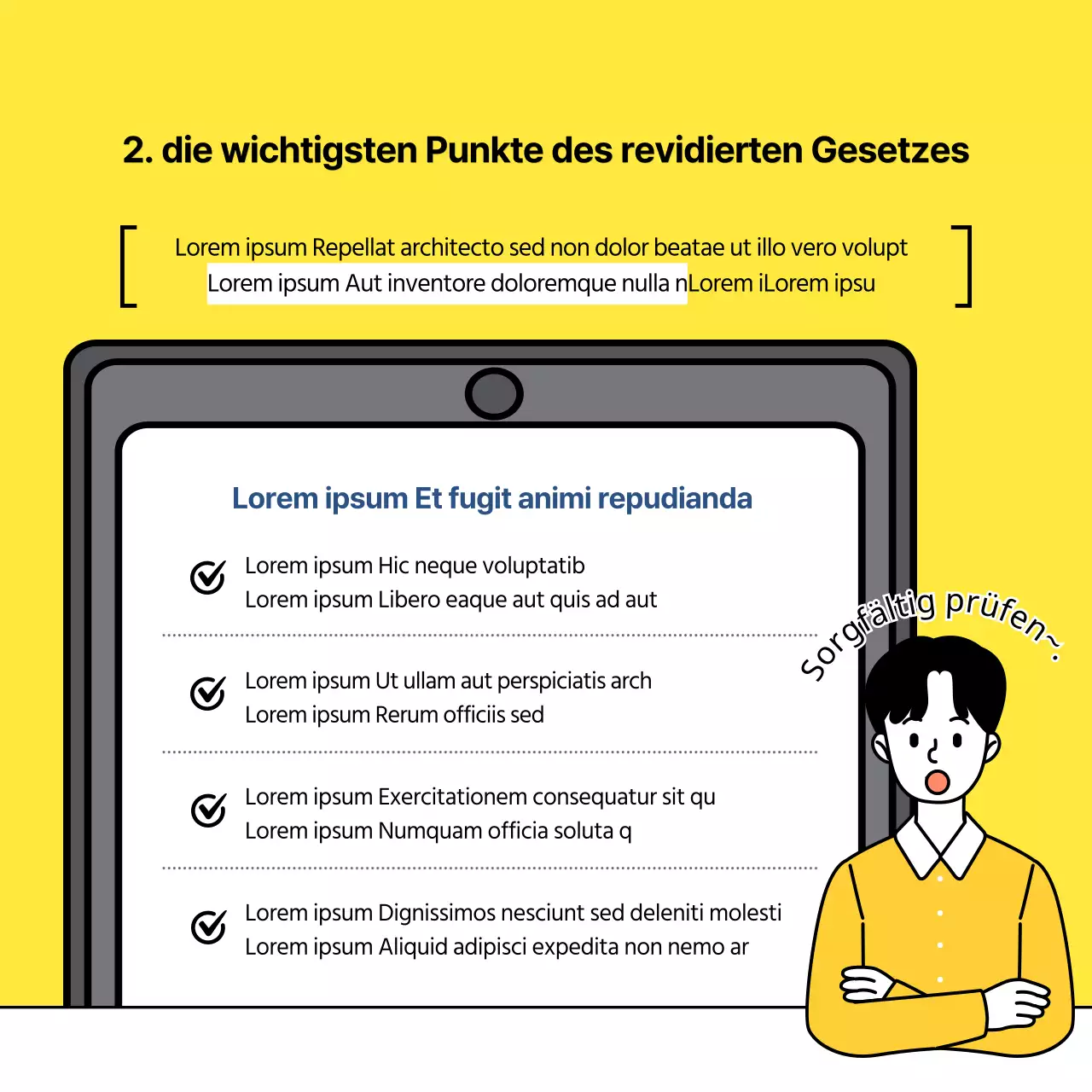 Gelbes Illustrationskonzept Arbeitsrechtsnovelle Gleichstellungsgesetz Leitfaden