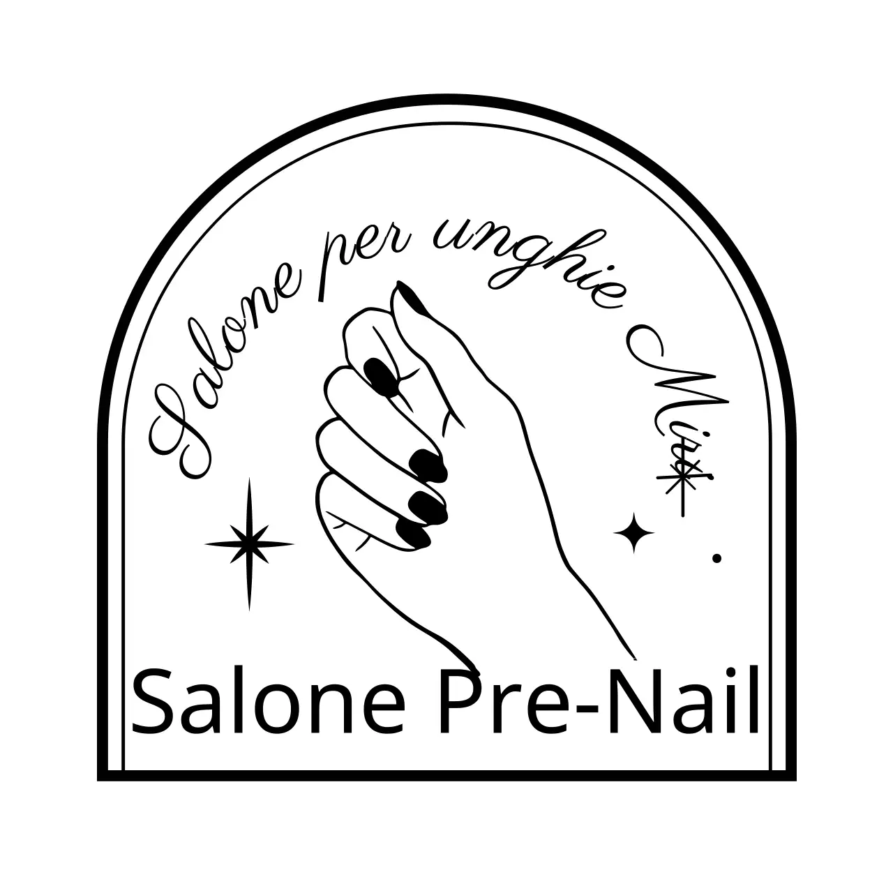 Illustrazione di un salone per unghie in mano in stile badge