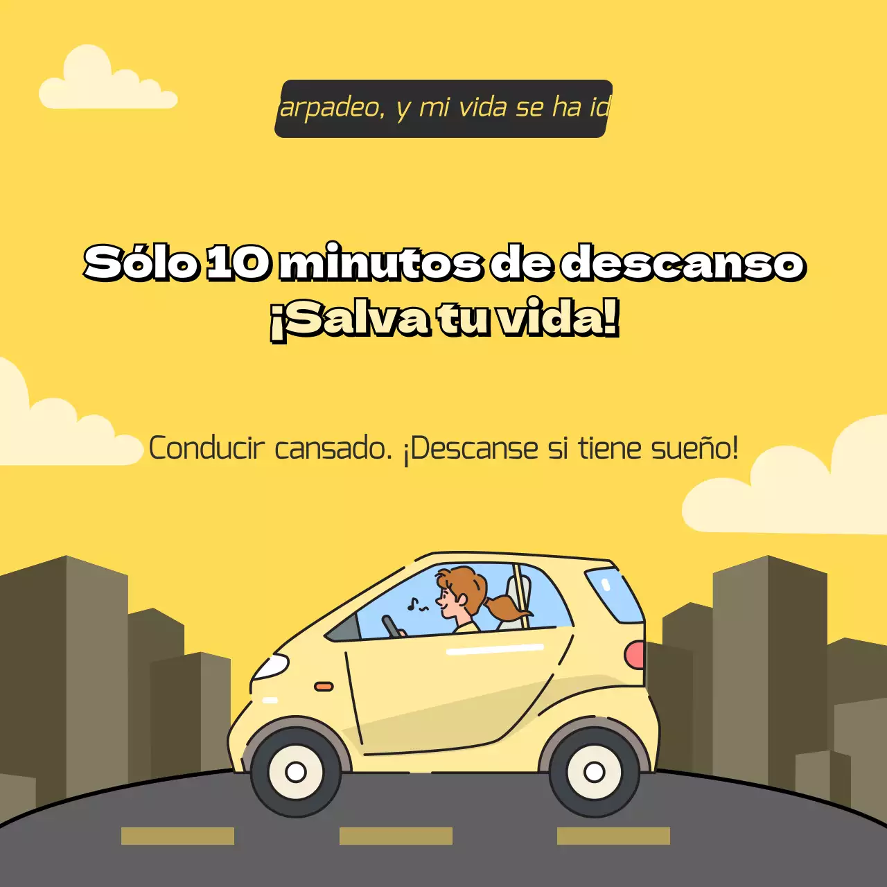 Concepto de ilustración de conducción somnolienta en amarillo y gris