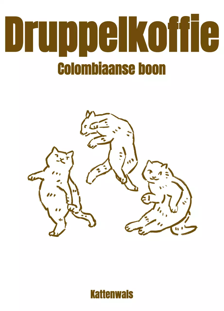 Eenvoudig ontwerp met een bruine, tekenachtige kattenillustratie