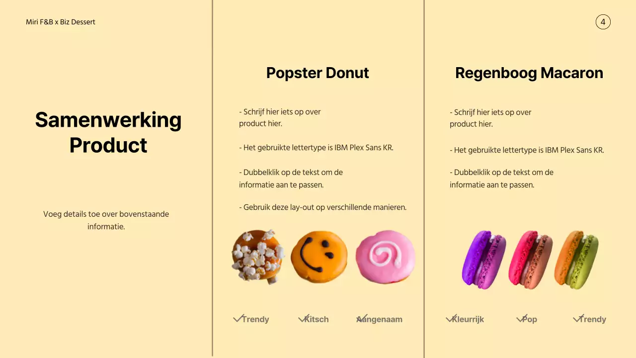 Geel en pastel dessert merksamenwerkingsvoorstel