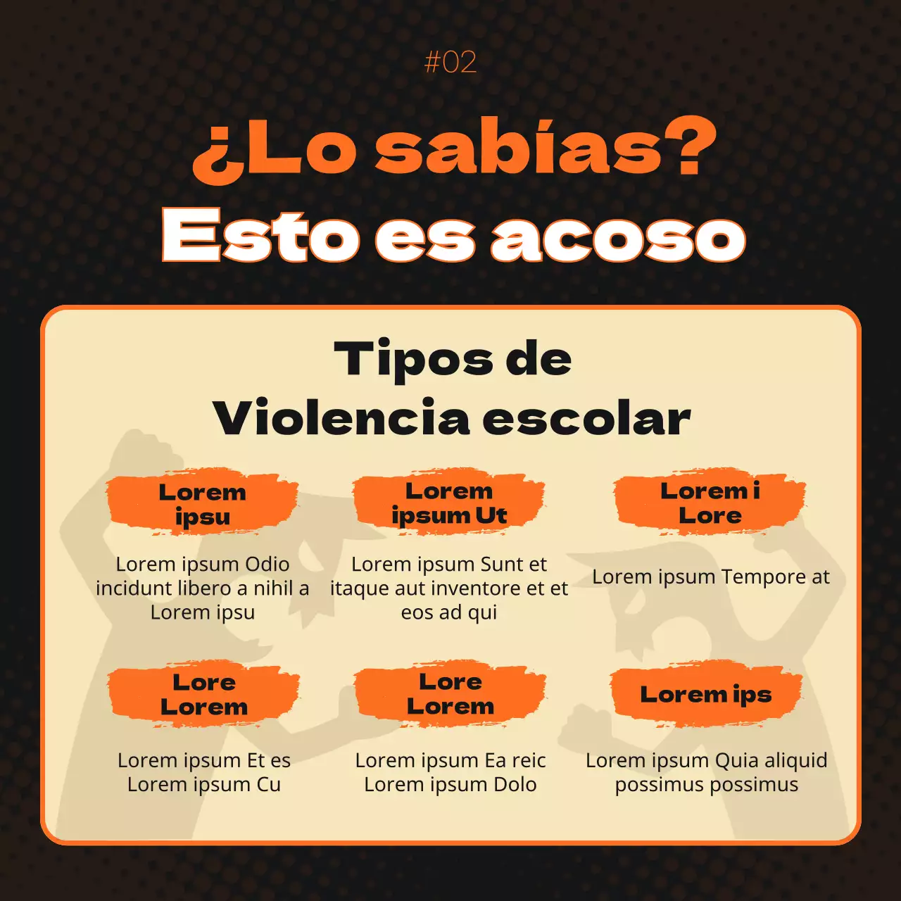 Promoción de la erradicación de la violencia escolar en naranja