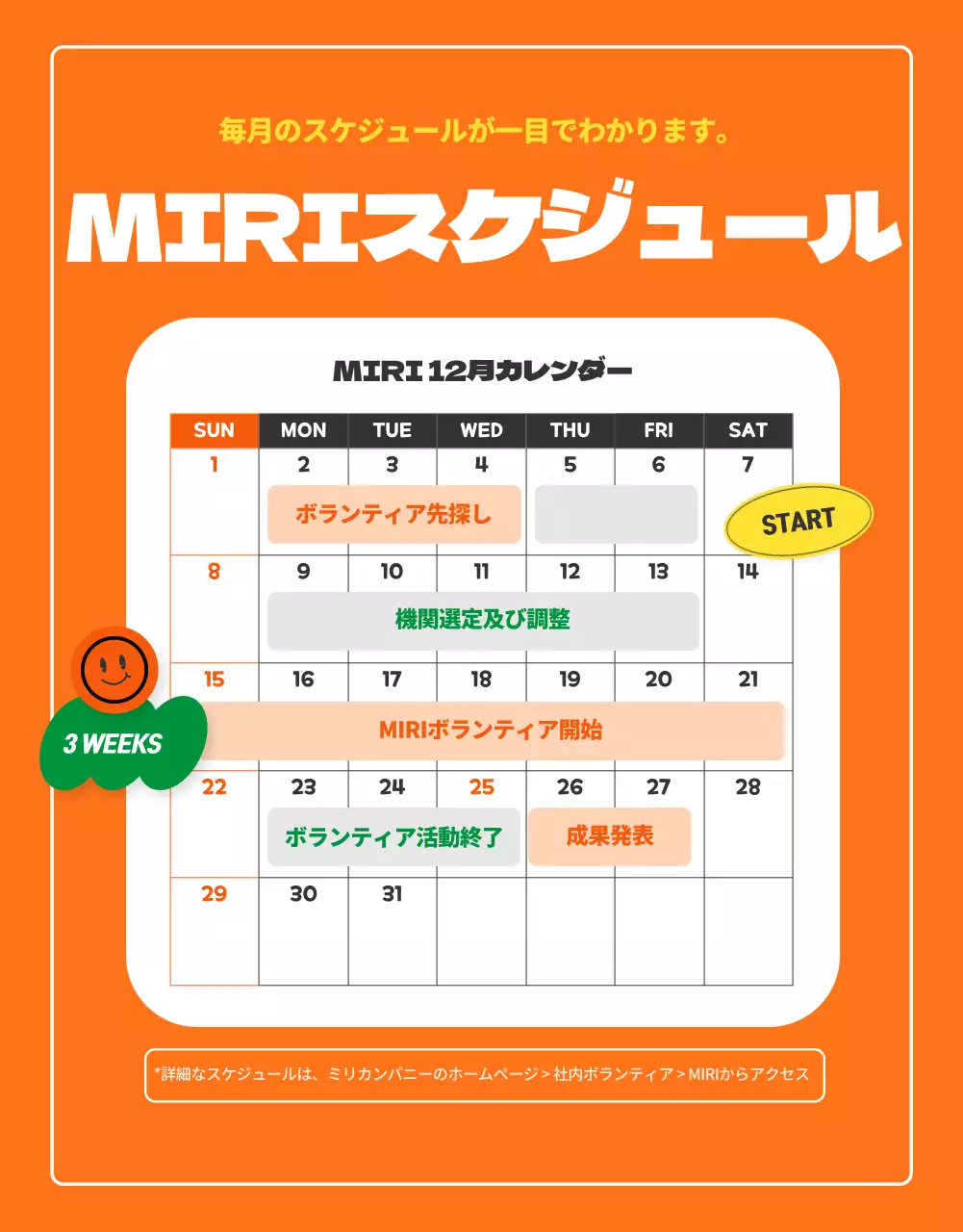 オレンジ 楽しい ボランティア お知らせ 詳細ページ