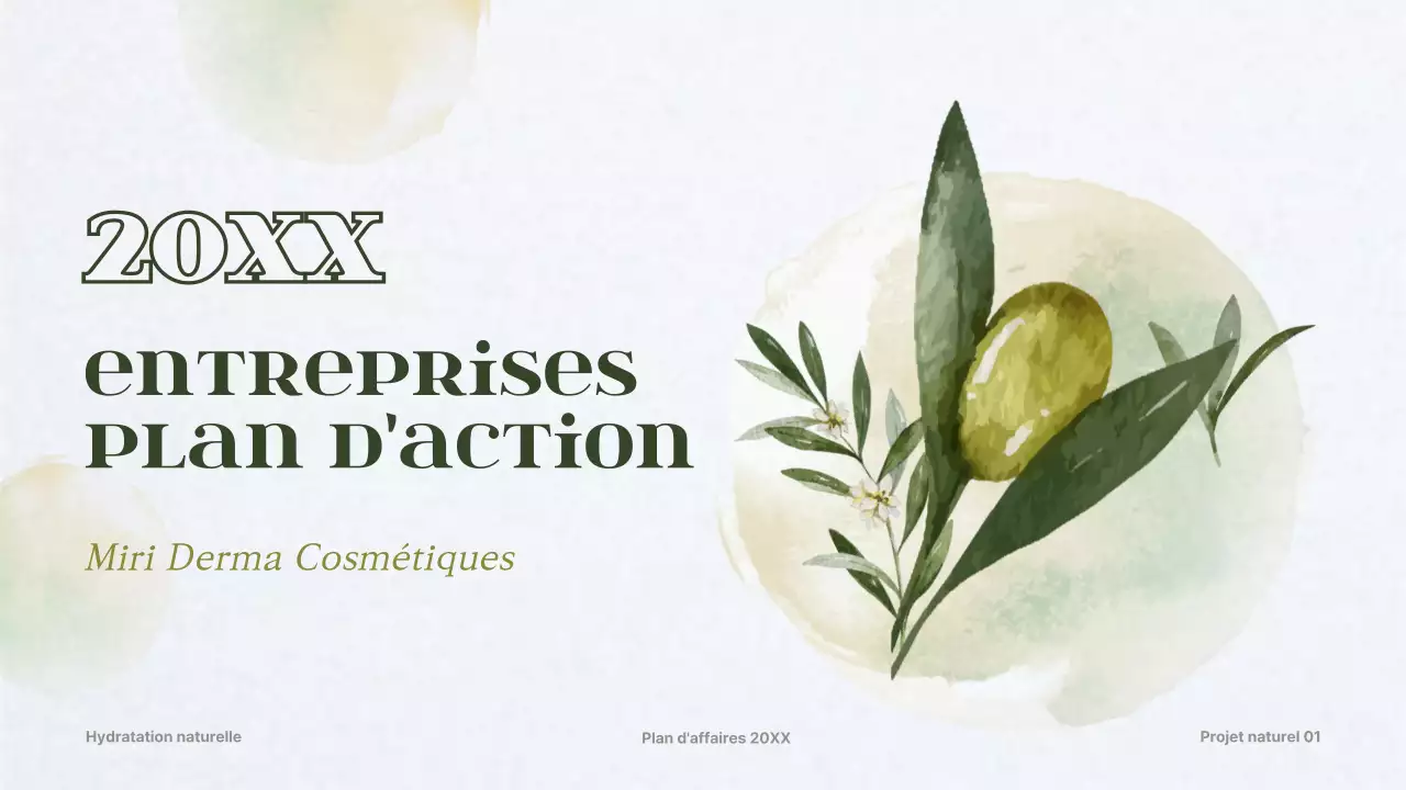 Plan d'affaires pour un concept de cosmétique dermique vert foncé