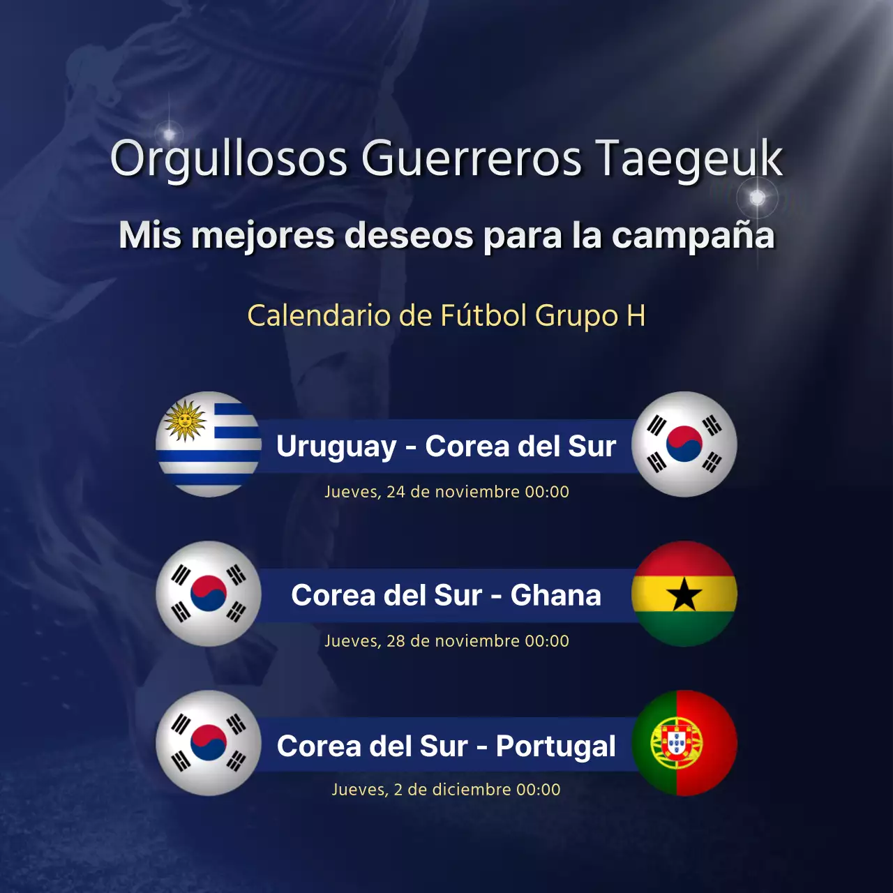 Contenido de la lista de partidos de fútbol con un dinámico esquema de color azul