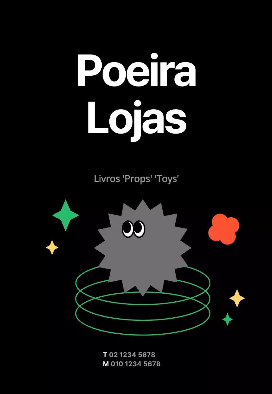 Letreiro gráfico preto e giro para loja geral
