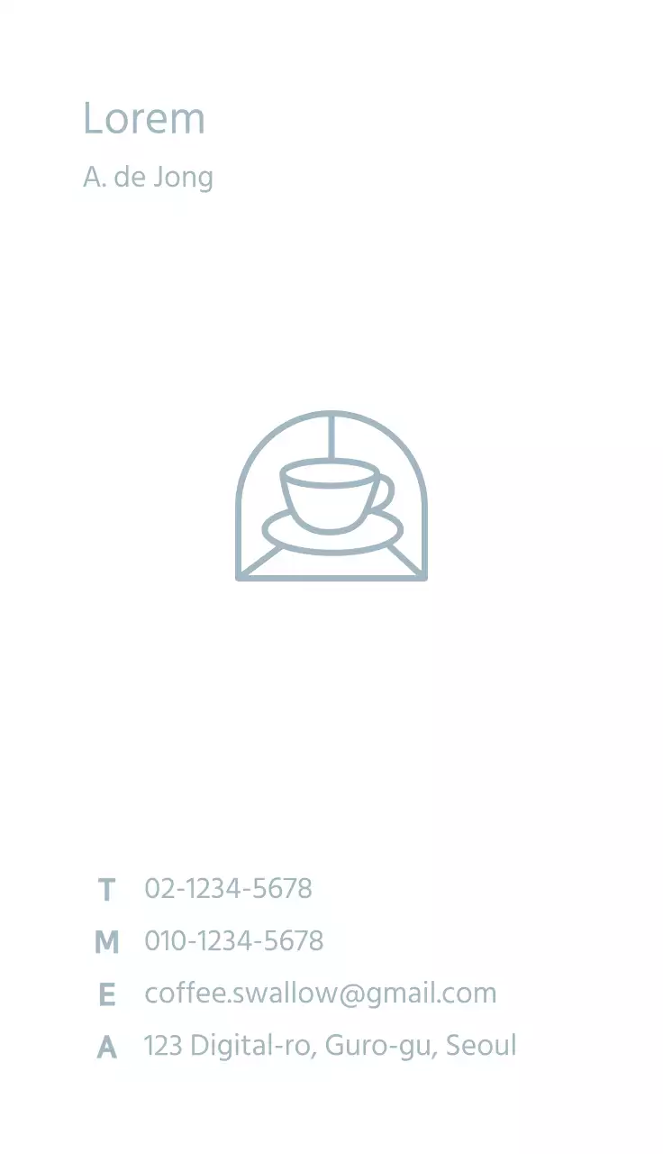 Eenvoudig pastel lichtblauw café logo café visitekaartje