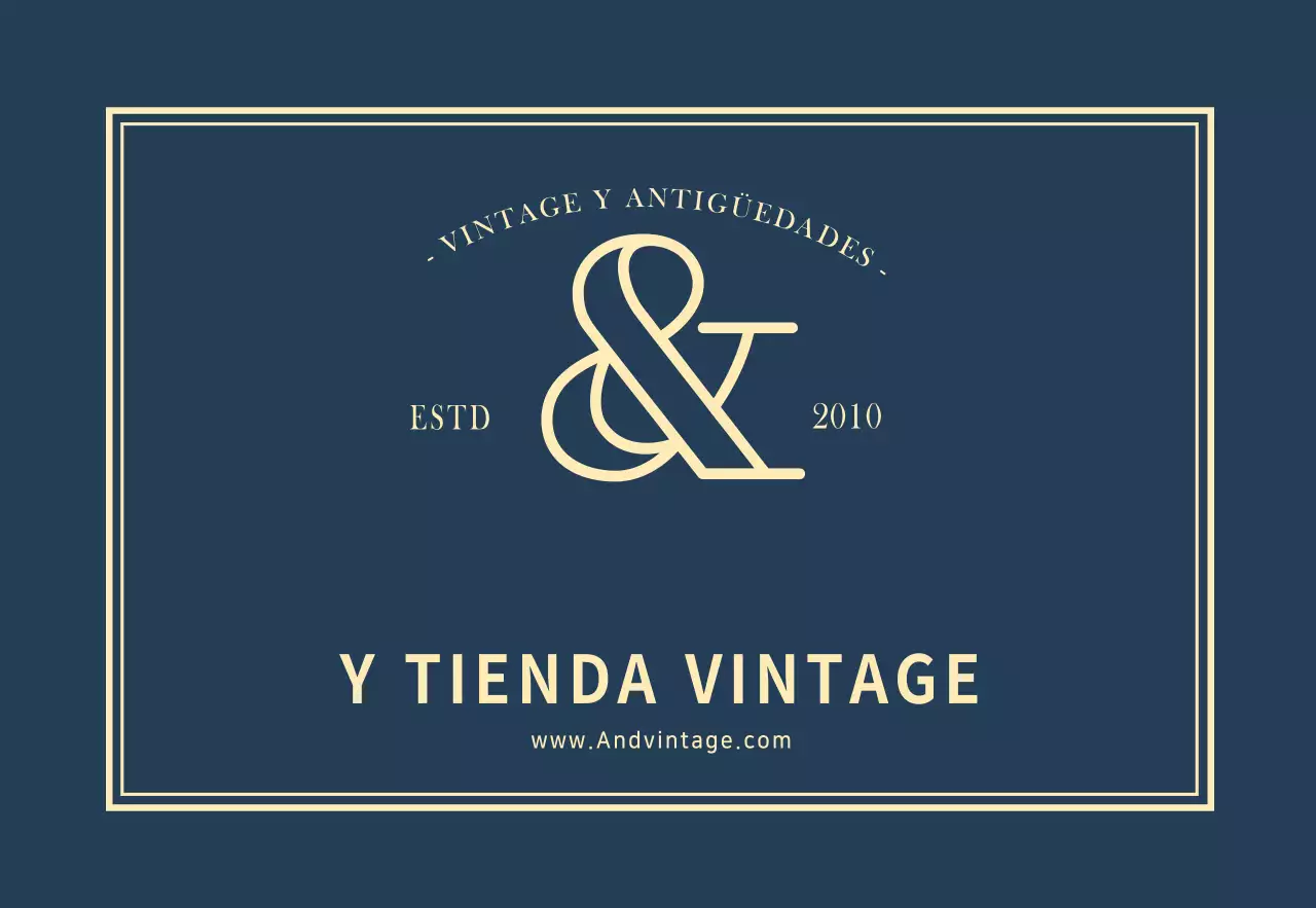 Sencillo rótulo vintage con logotipo de tienda en azul marino
