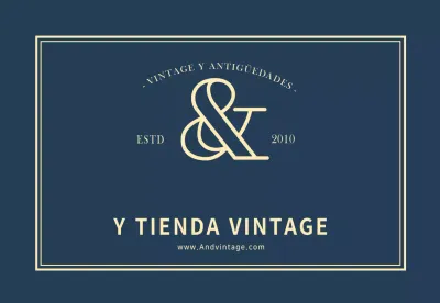 Sencillo rótulo vintage con logotipo de tienda en azul marino