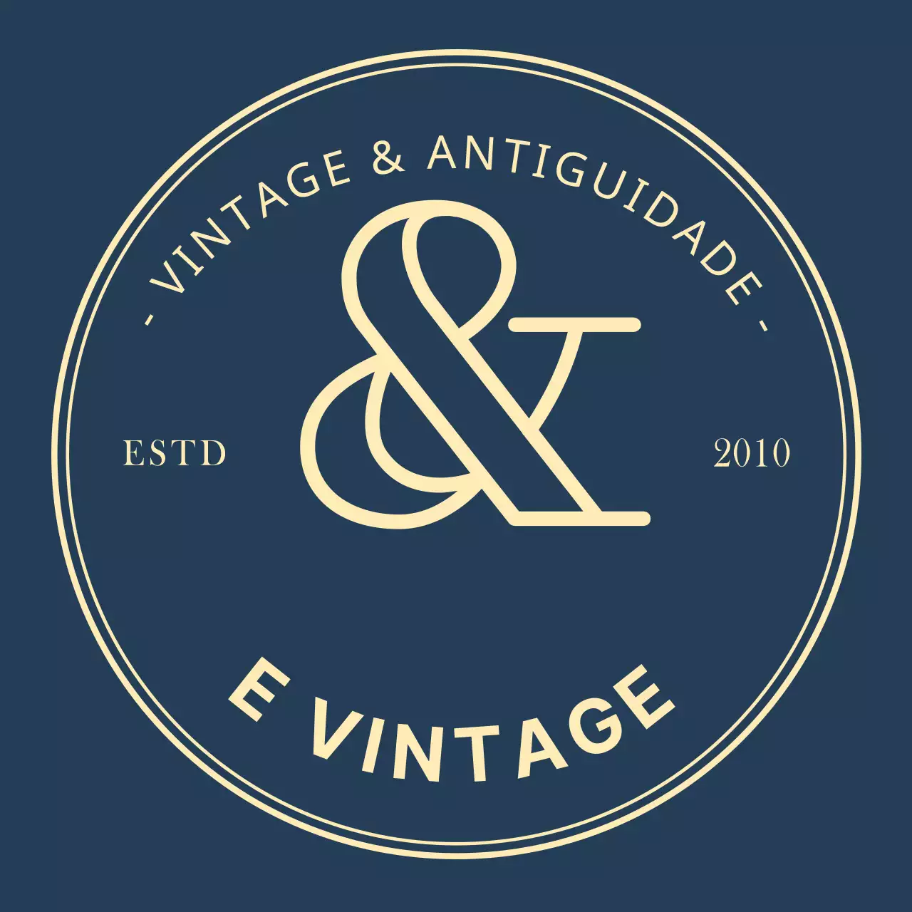 Sinal simples do logótipo da loja vintage em azul marinho