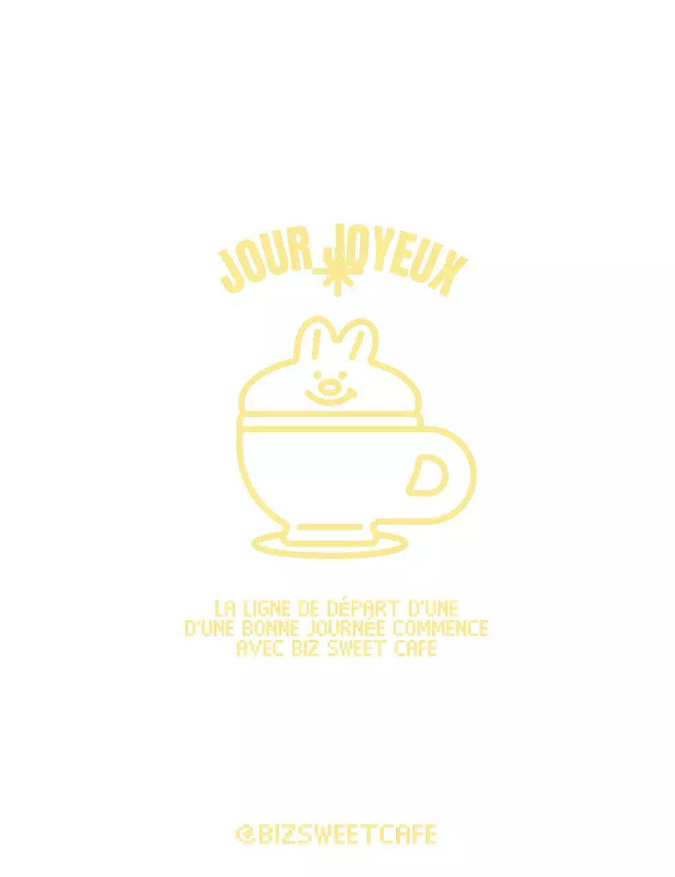 Crème fouettée en forme de lapin dans une jolie tasse jaune pour Cafegoods