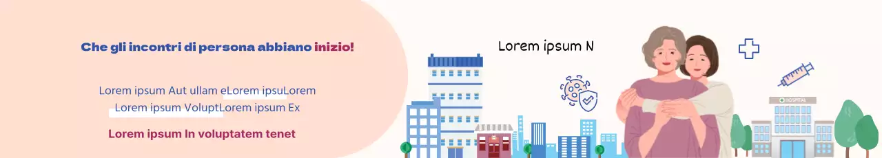 Semplici istruzioni illustrate in blu e rosso per il contatto diretto con il pubblico