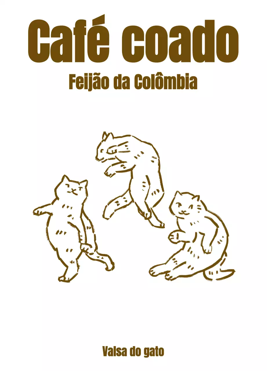 Desenho simples com uma ilustração de um gato castanho, semelhante a um desenho
