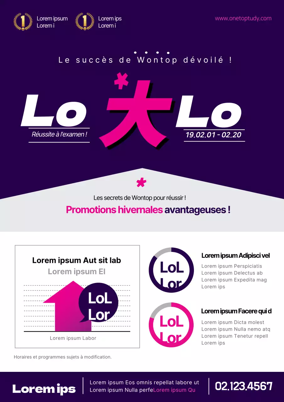 Flyer pour une classe spéciale à l'école en violet et rose