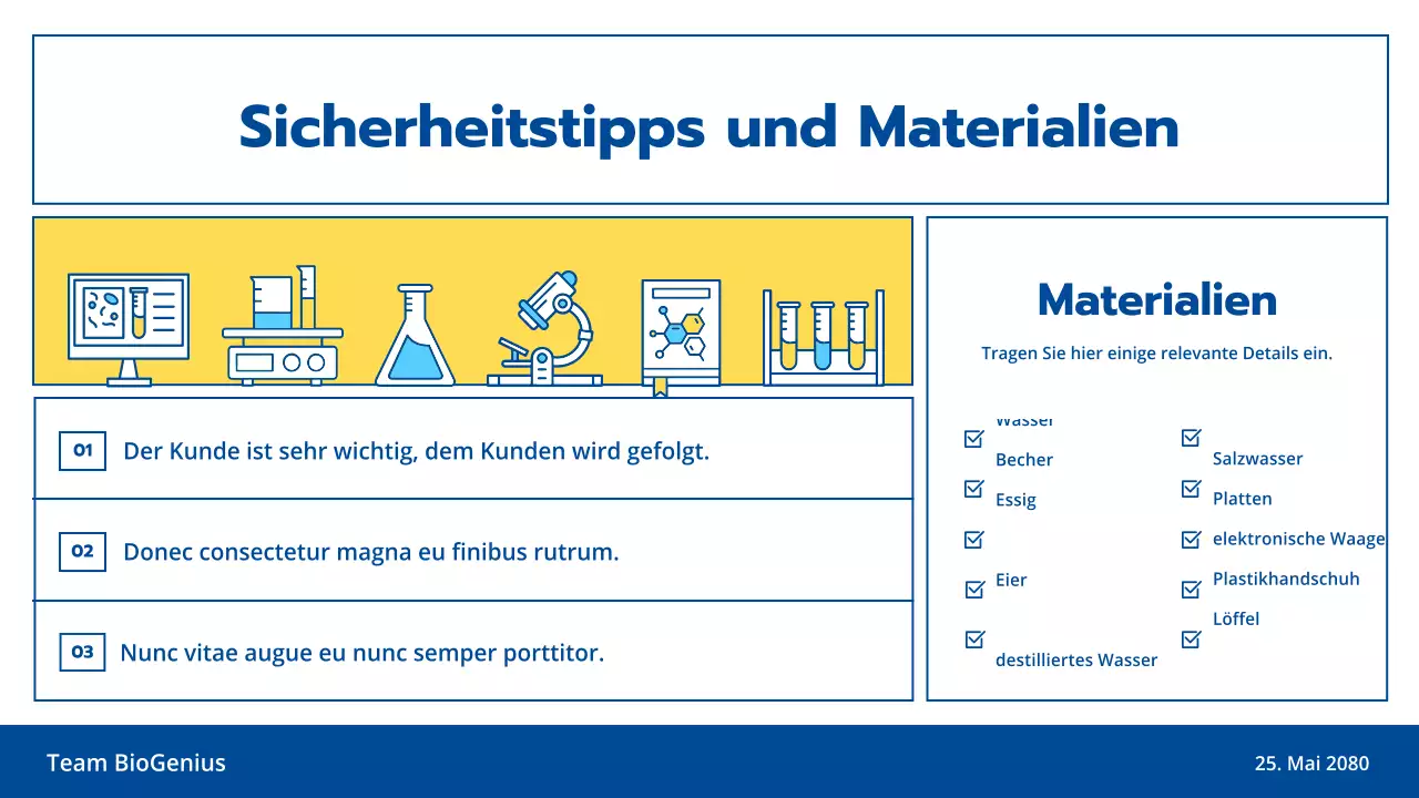 Hellblau und gelbe Linie Illustration sauber Wissenschaft Experiment Bildung Klasse Präsentationsthema
