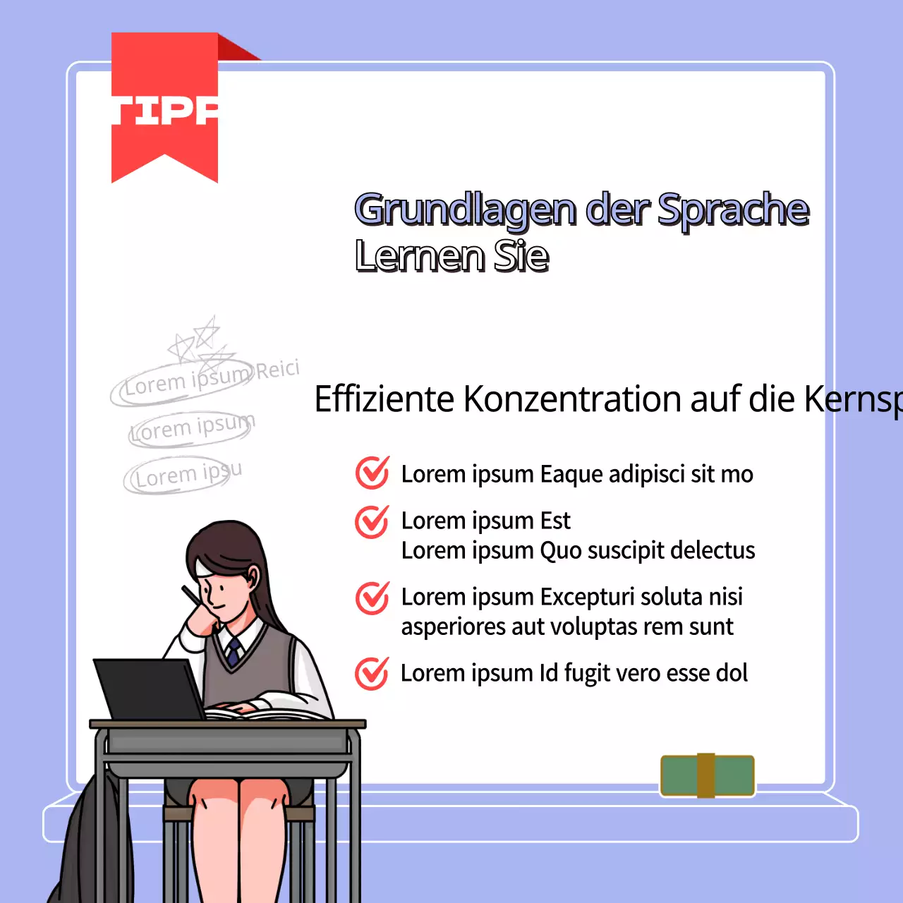 Blaue Illustration Schlüssel zu den Themen der Key Stage 3TIPS