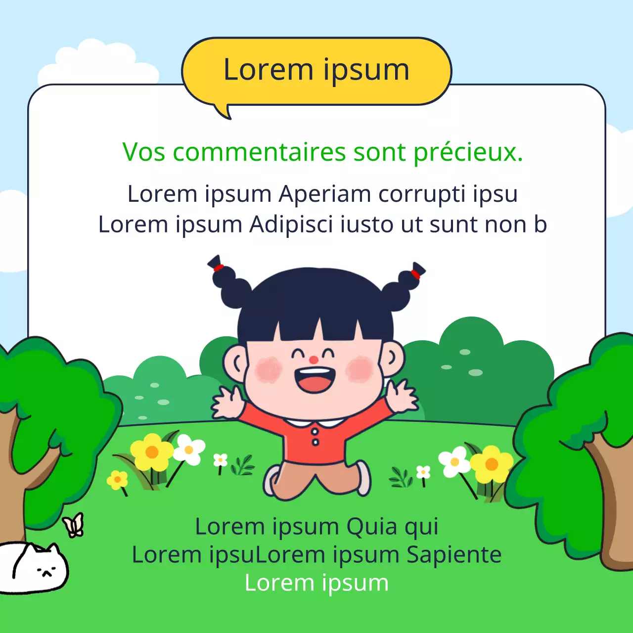 Résultats d'une enquête sur la satisfaction à l'égard des installations de parcs mignons en vert et en jaune