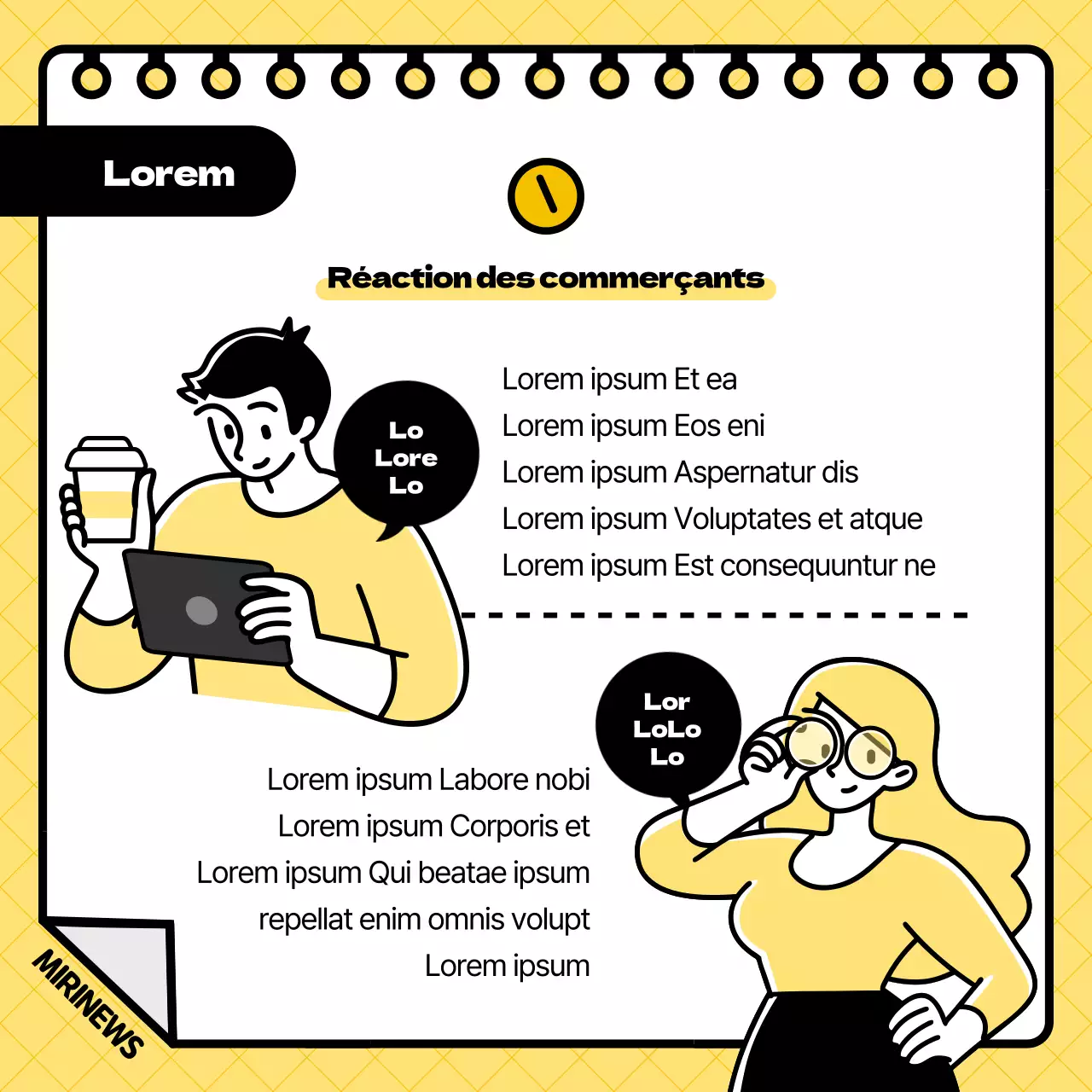 Illustration en jaune et noir du système de consigne des gobelets jetables
