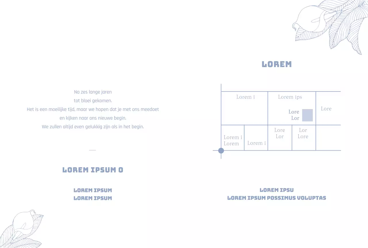 Strakke huwelijksuitnodiging met lichtblauwe illustraties