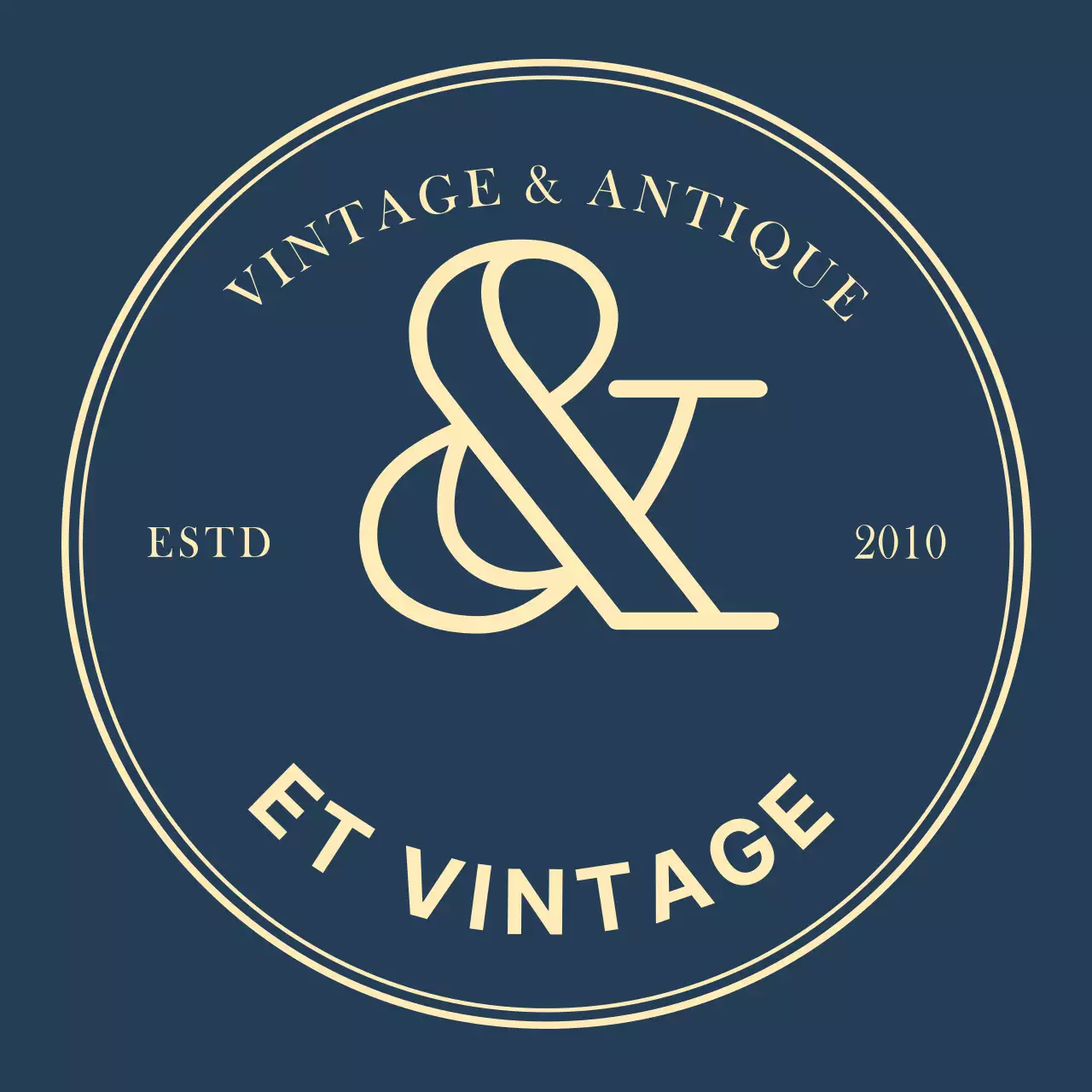 Logo de magasin simple et vintage en bleu marine