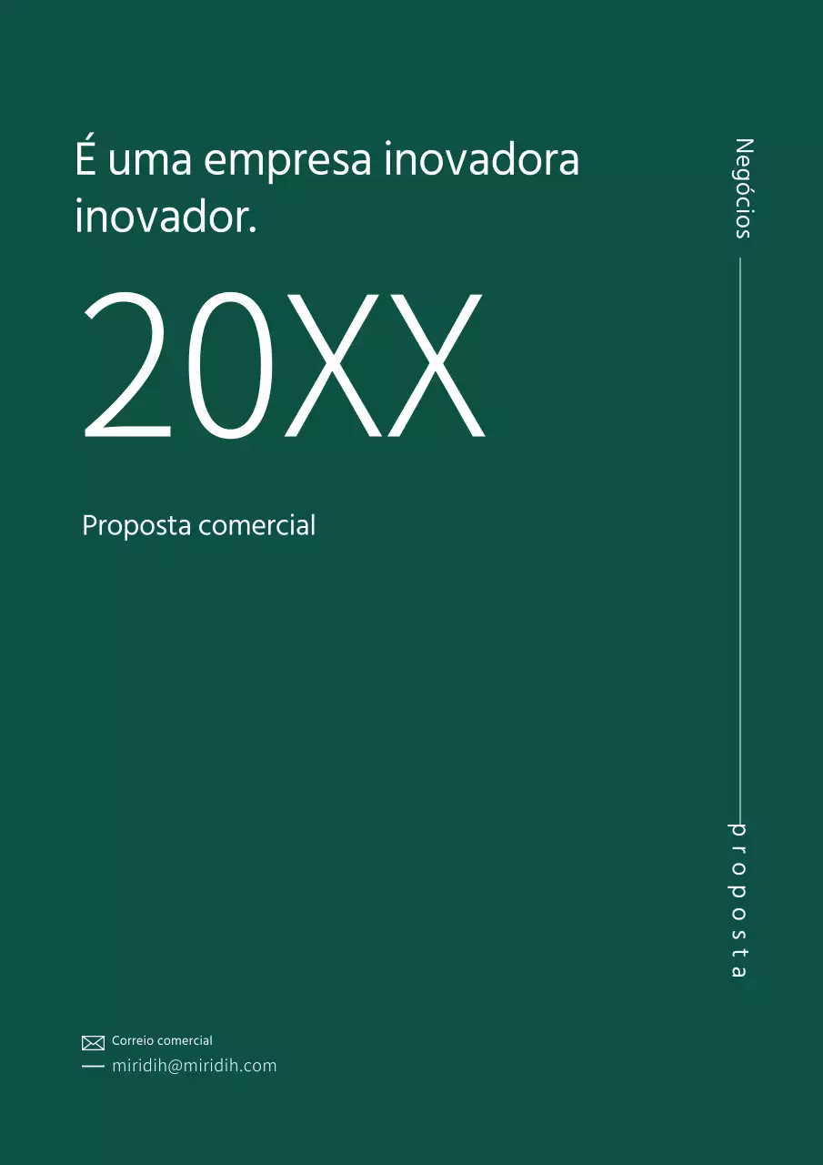 Proposta comercial simples, verde e tipográfica