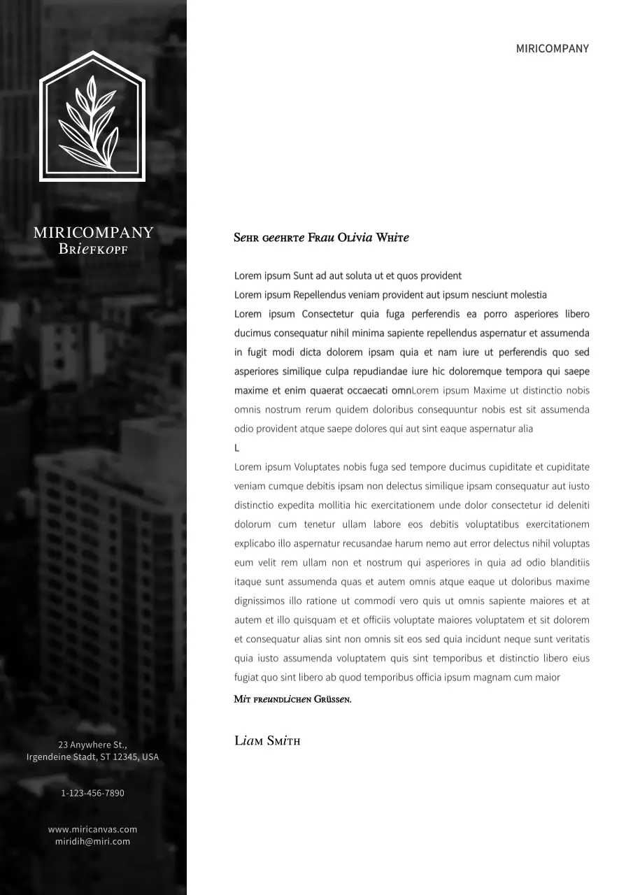 Modernes Konzept Geschäftsbriefkopf in weiß und schwarz